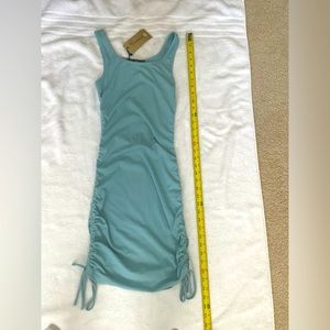 YUOIOYU bodycon, mini dress, sleeveless drawstring, ruched NWT small mint tank
